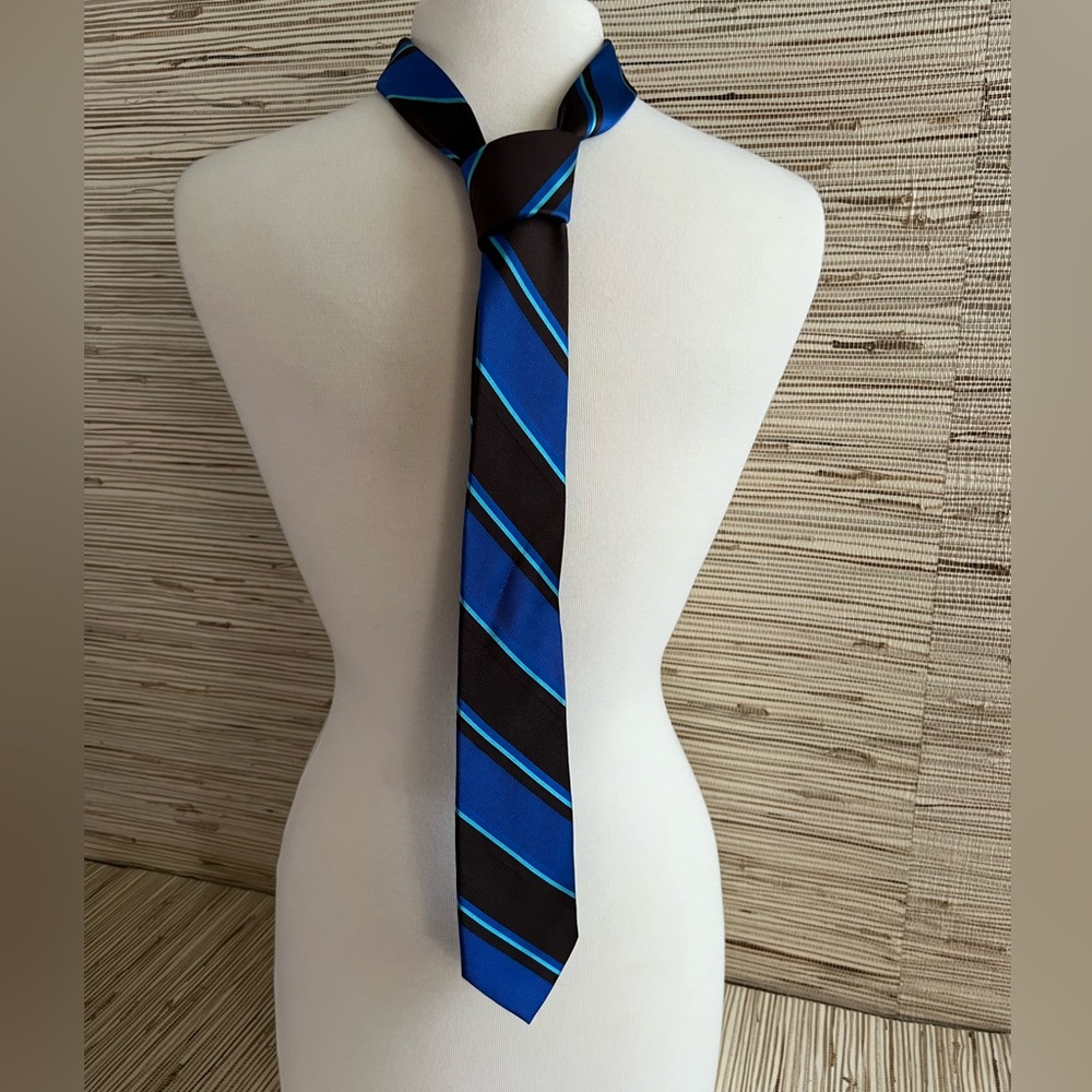 New Ben Sherman Slim Skinny Silk Stripe Mens Necktie Neck Tie Cobalt Blue Black